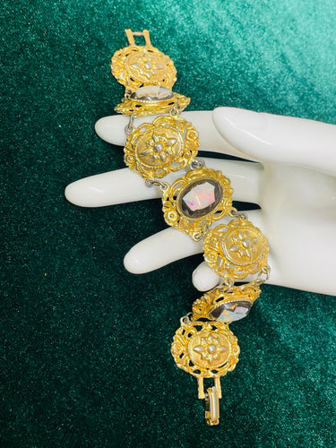 1960’s Black and Gold Foil Opal Bracelet